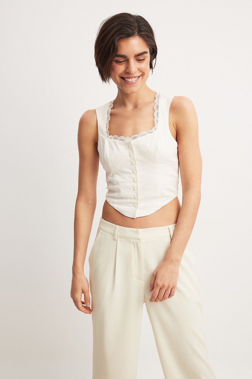 Front Button Lace Top