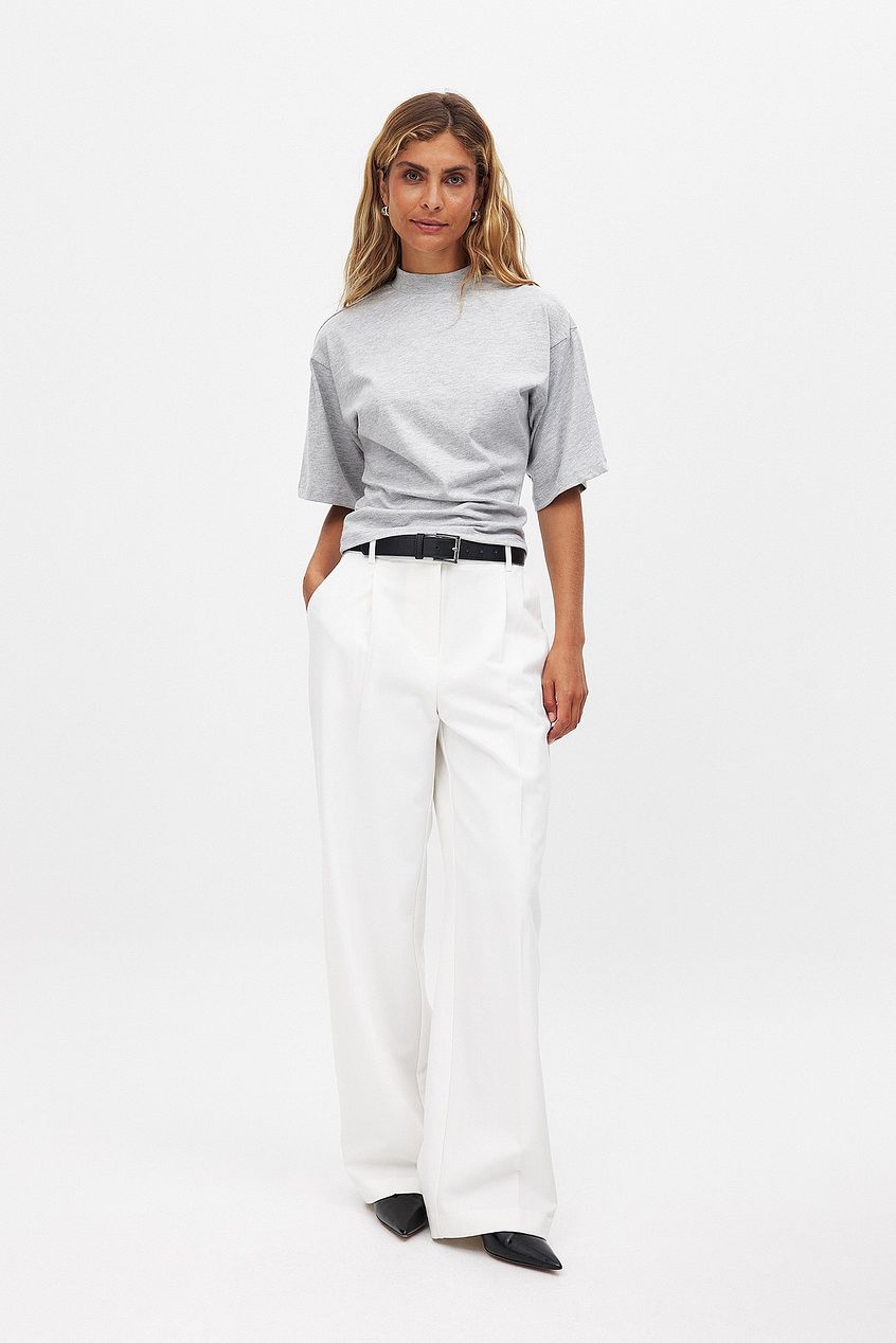 Funnel Neck Shaped Cotton T-shirt