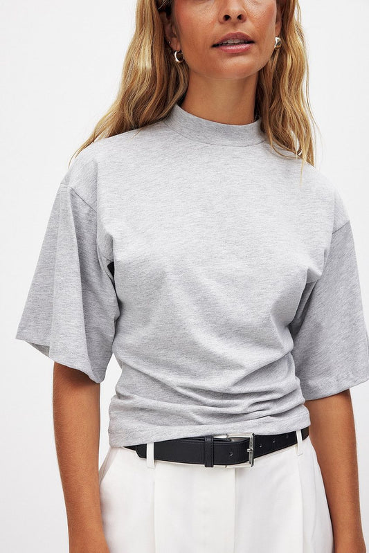 Funnel Neck Shaped Cotton T-shirt