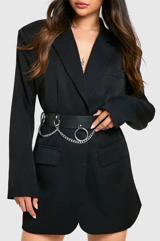 boohoo Ring & Chain Detail Waist Belt