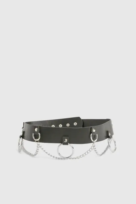 boohoo Ring & Chain Detail Waist Belt