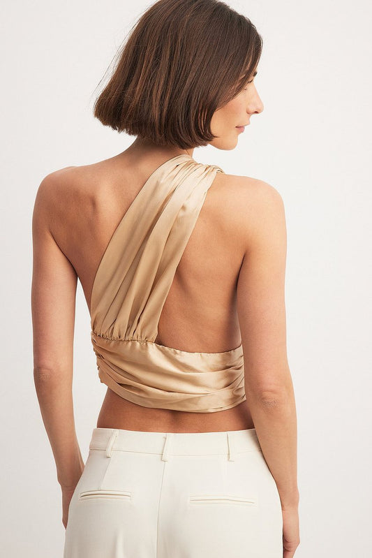 Gathered Waist Satin Top
