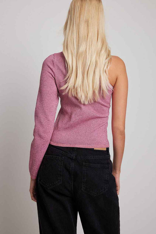 Na-kd - Glitter Knitted One Shoulder Top