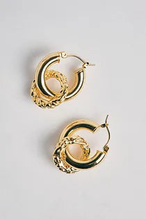 Gold Plated Chunky Detail Earrings Gold