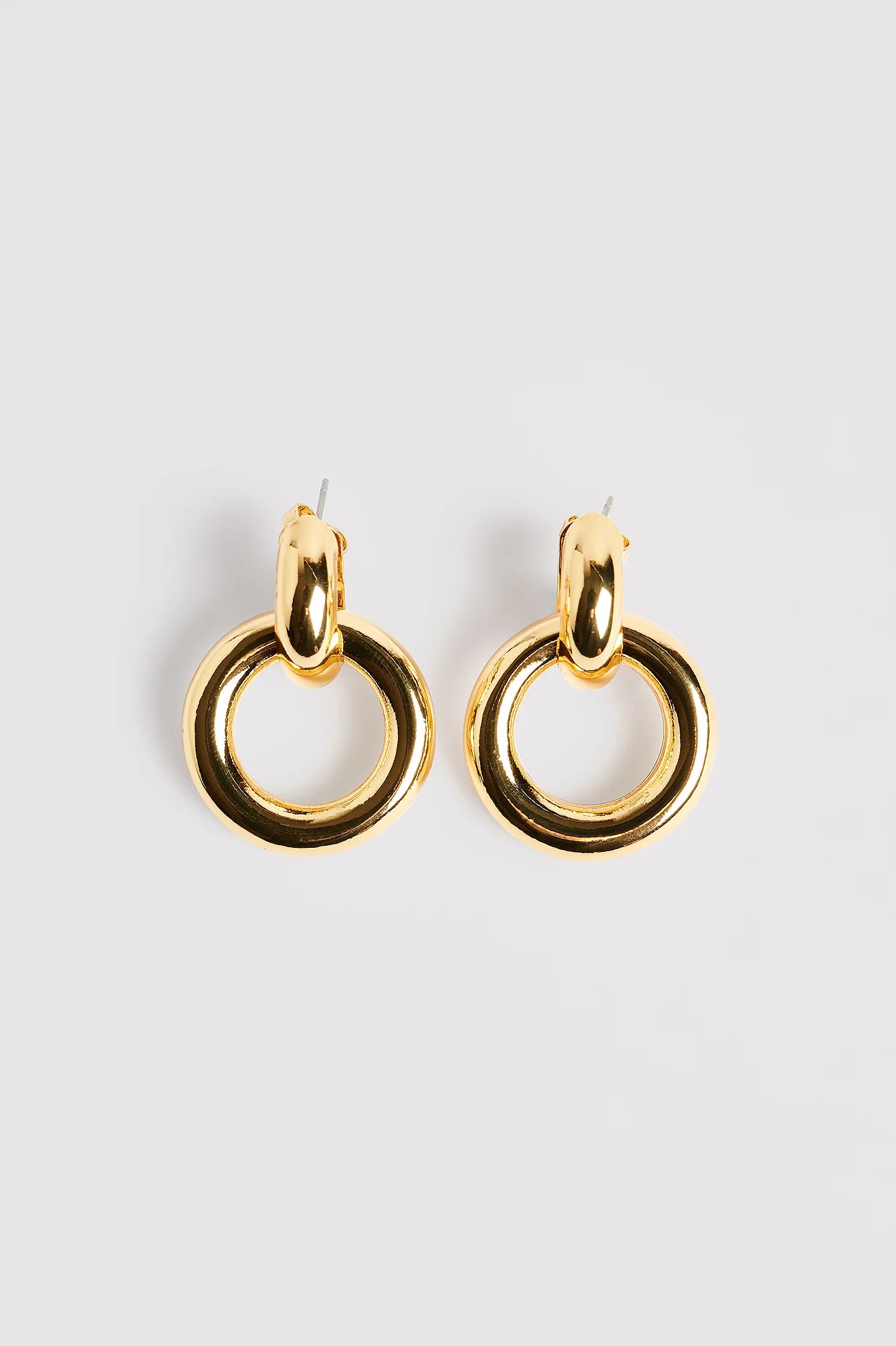 Gold Plated Double Ring Earrings Gold