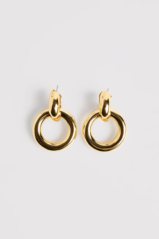 Gold Plated Double Ring Earrings Gold