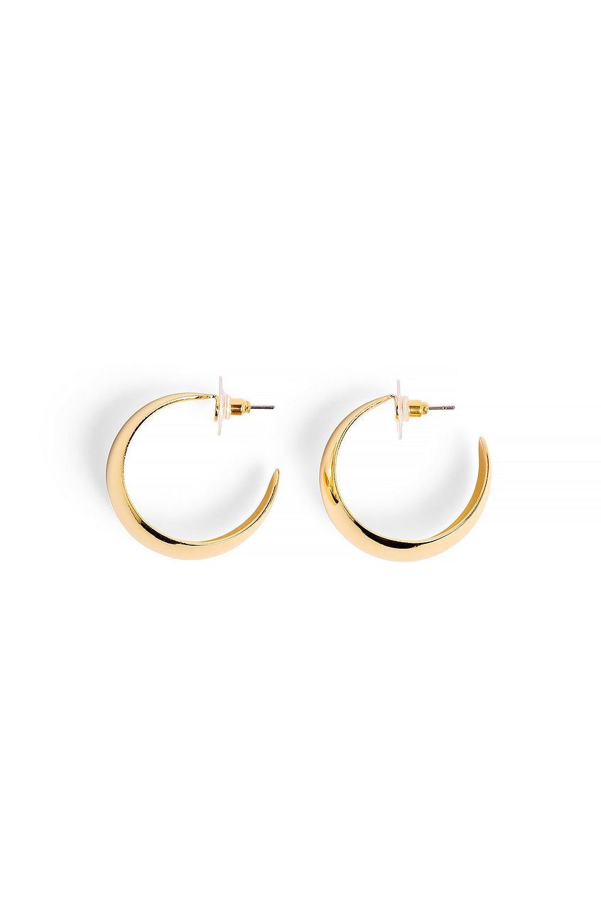 Gold Plated Plain Wide Hoops