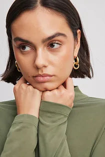 Gold Plated Chunky Detail Earrings Gold