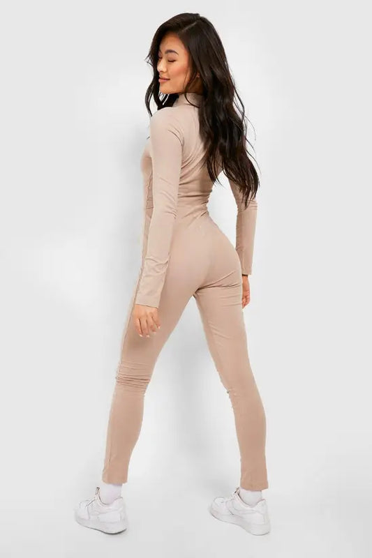 boohoo Slogan Detail Zip Front Jumpsuit