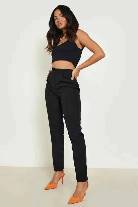 boohoo High Waist Tapered Tailored Suit Trousers