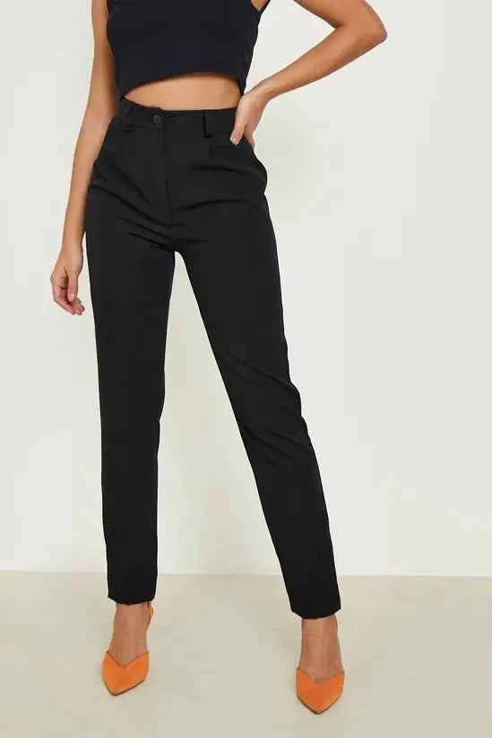 boohoo High Waist Tapered Tailored Suit Trousers
