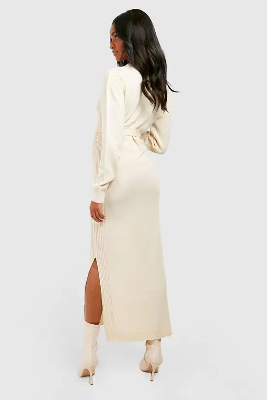 boohoo Maternity Knitted Split Midaxi Dress