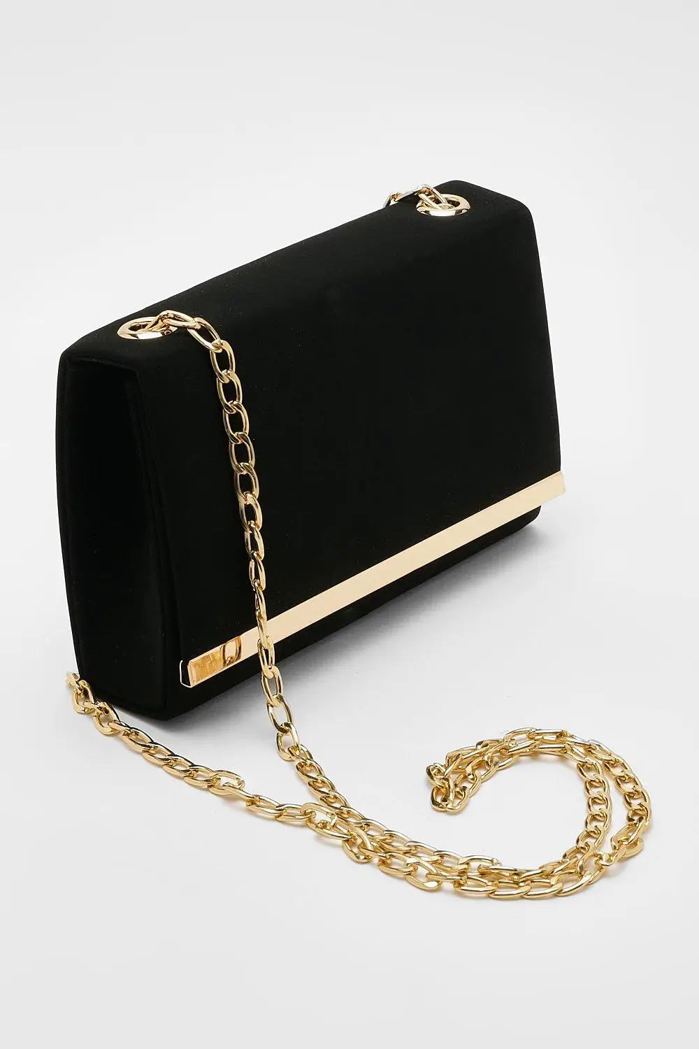 Boohoo - Structured Hardware Detail Clutch Bag and Chain