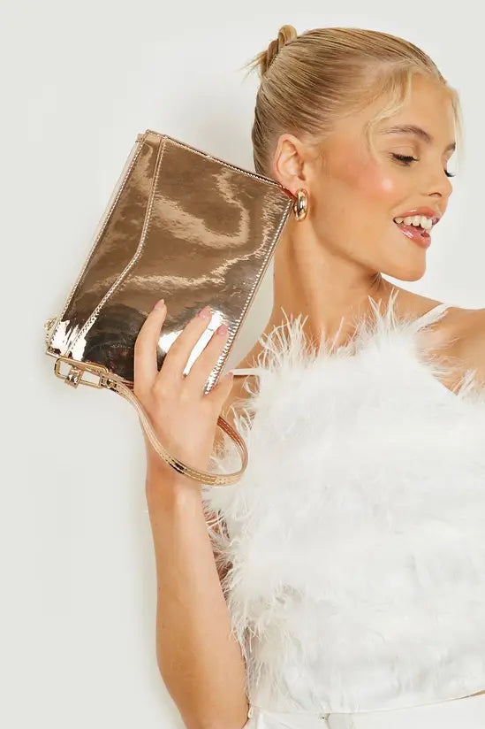 boohoo Basic Mirror Pouch Clutch Bag