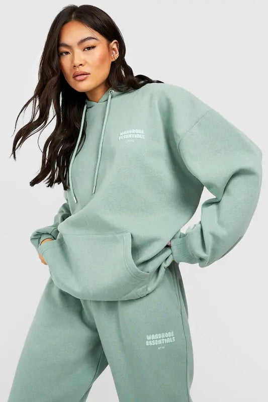 boohoo Wardrobe Essentials Slogan Oversized Hoodie