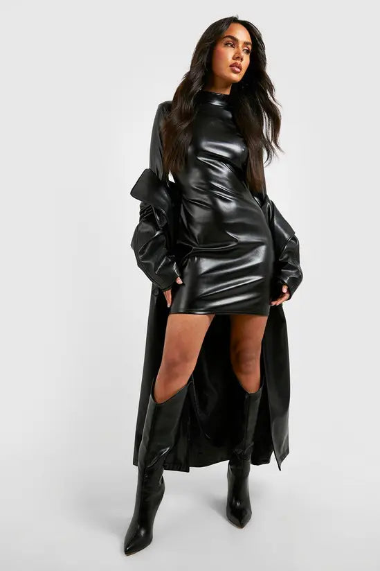 boohoo Halloween Wet Look Bodycon Mini Dress