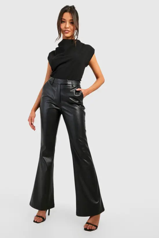 Boohoo Cowl Neck Crepe Shoulder Pad Blouse