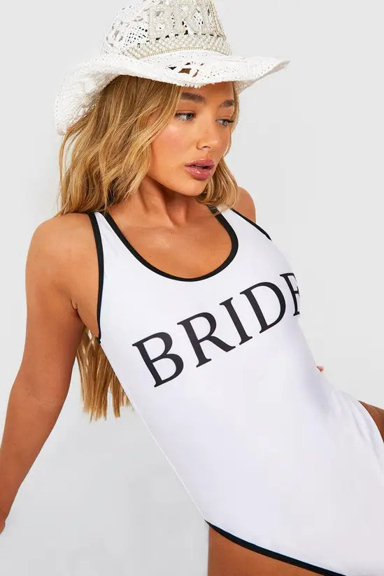 Boohoo bridesmaid contrast binding swimsuit