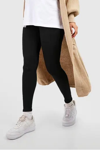 boohoo Maternity Ribbed Over Bump Leggings