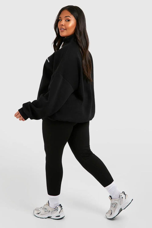 Boohoo  - Plus DSGN Studio Oversized Half Zip Sweatshirt And Legging Set