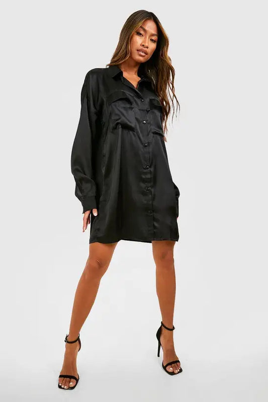 boohoo Utility Oversized Shirt Dress