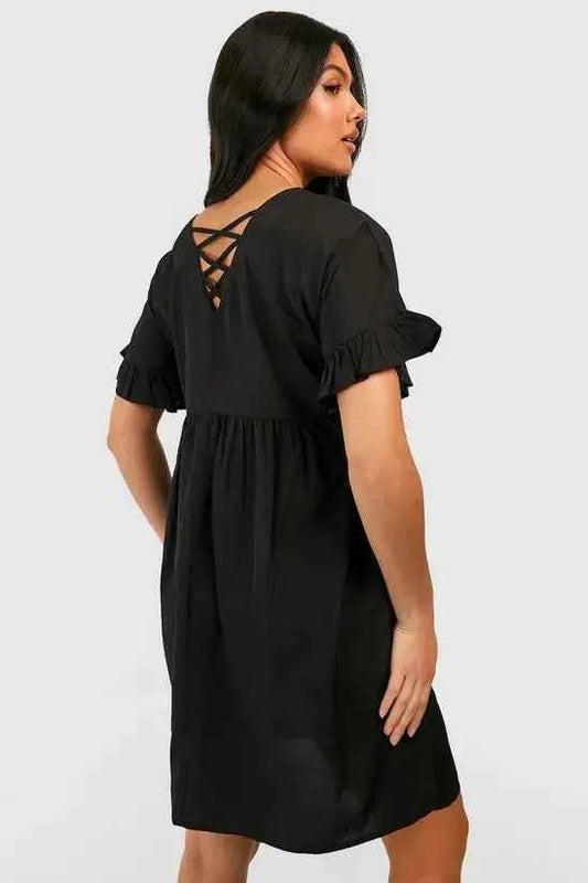 boohoo Maternity Frill Sleeve Smock Dress