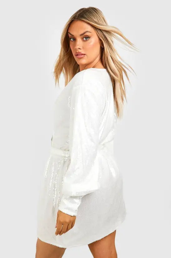 boohoo Plus Sequin Wrap Dress