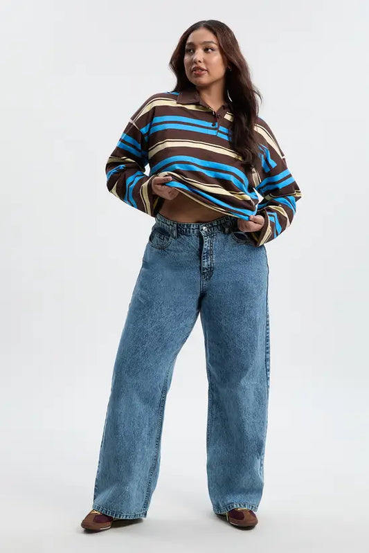 boohoo Plus High Waist Bum Shaper Wide Leg Jean