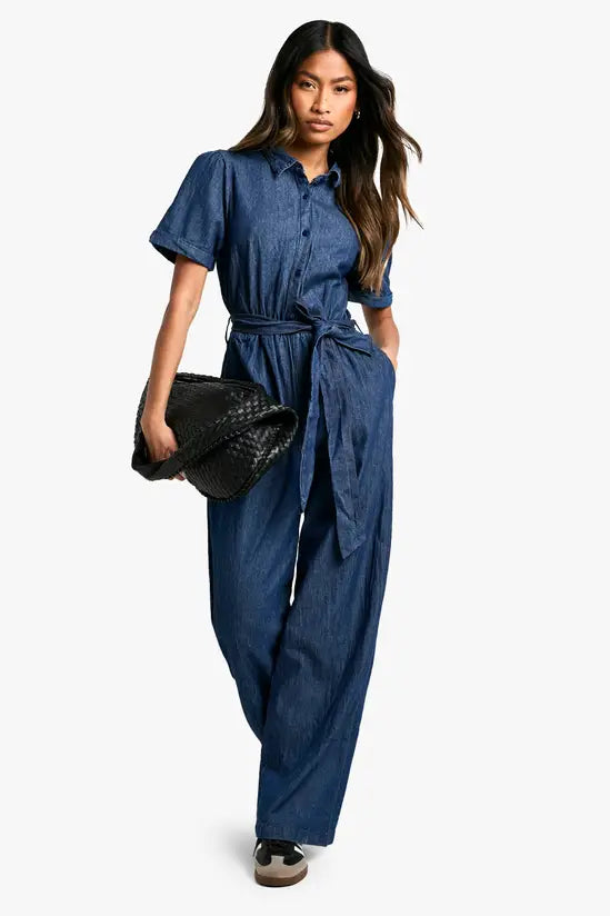 Boohoo - Chambray Denim Jumpsuit