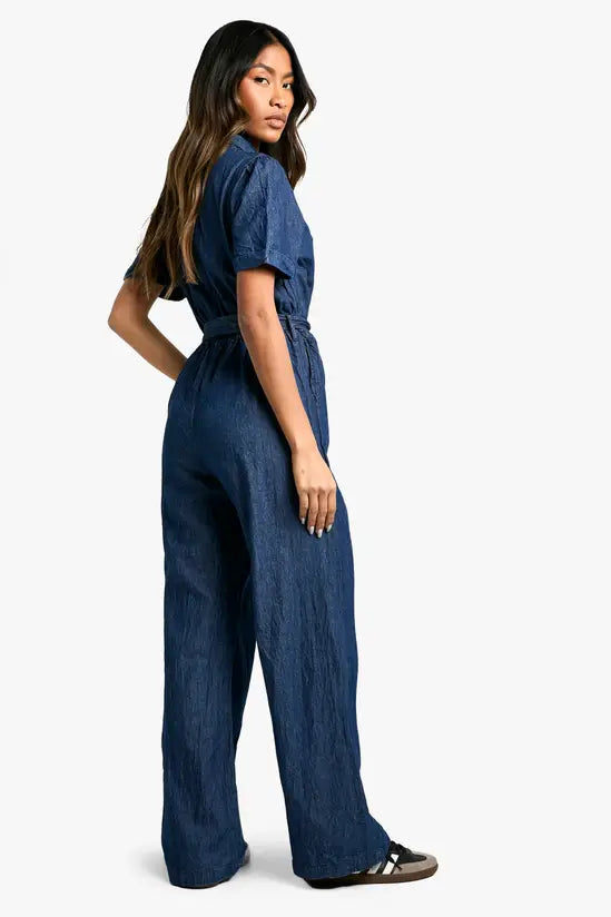 Boohoo - Chambray Denim Jumpsuit