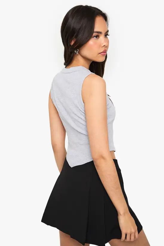 boohoo Thick Binding V Hem Rib Vest