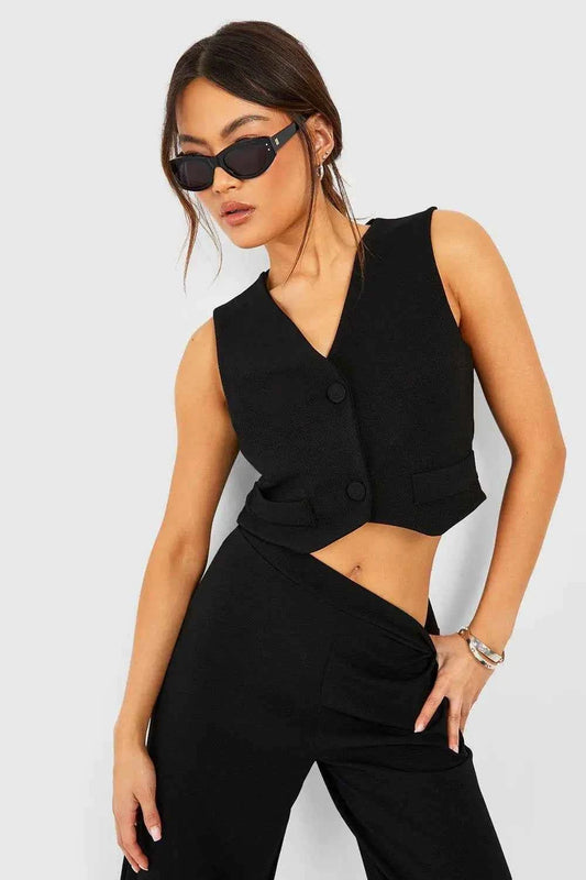 boohoo Jersey Crepe Fitted Waistcoat
