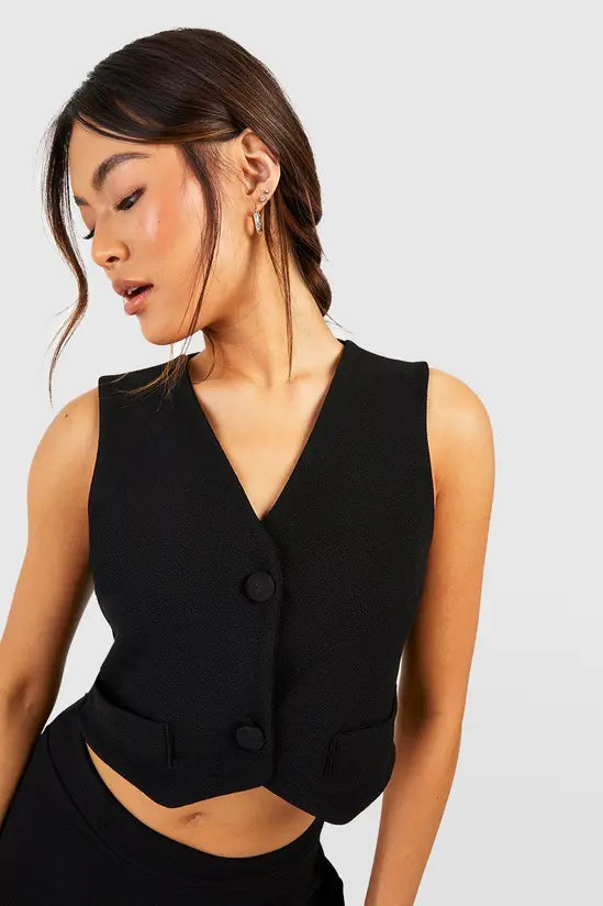 boohoo Jersey Crepe Fitted Waistcoat