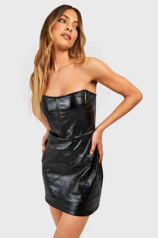 boohoo Metallic Corset Mini Dress