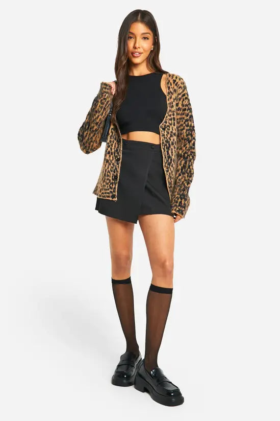 boohoo Wrap Over Tailored Mini Skirt