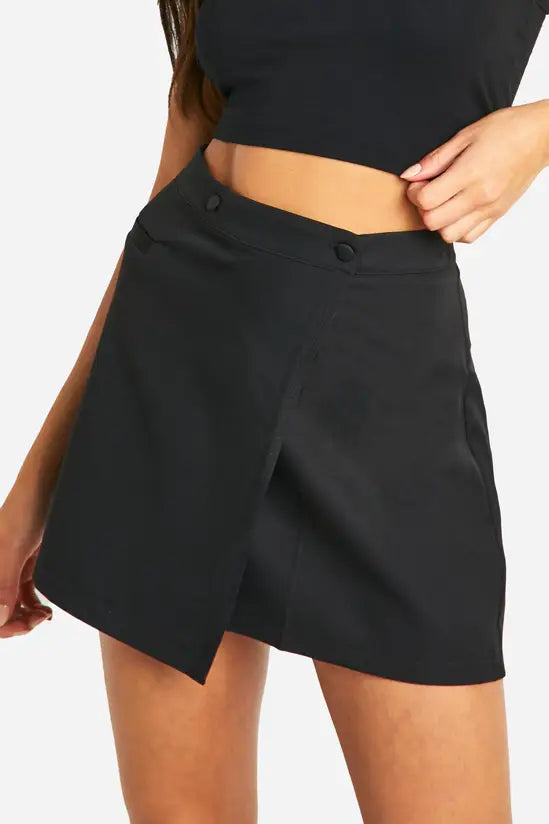 boohoo Wrap Over Tailored Mini Skirt