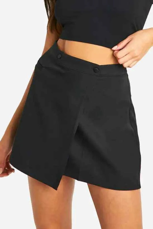 boohoo Wrap Over Tailored Mini Skirt