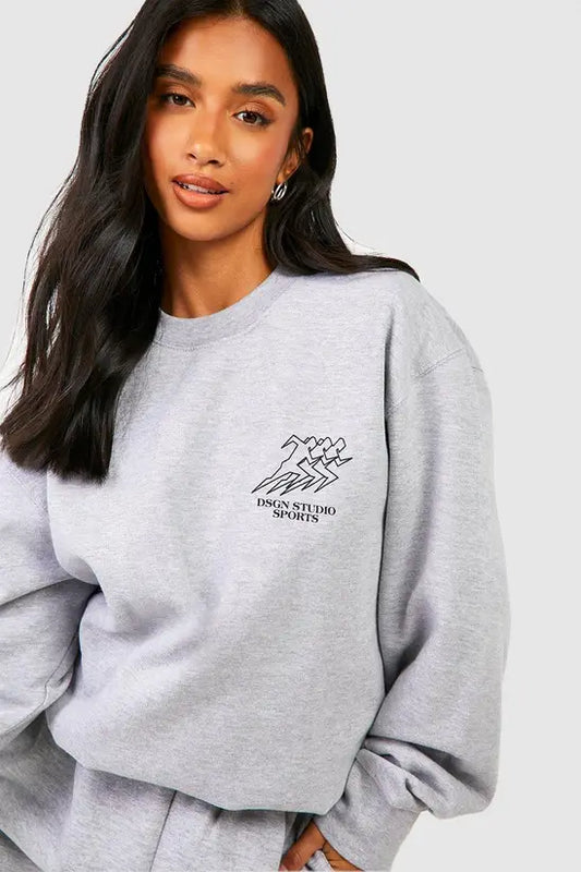 boohoo Petite Printed Sweatshirt Tracksuit