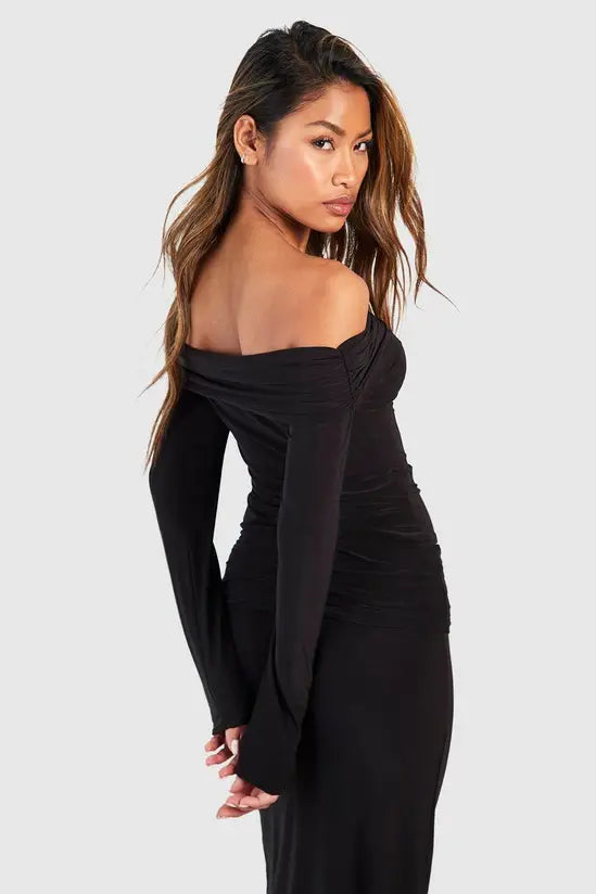 Boohoo - Ruched Draped Bardot Top