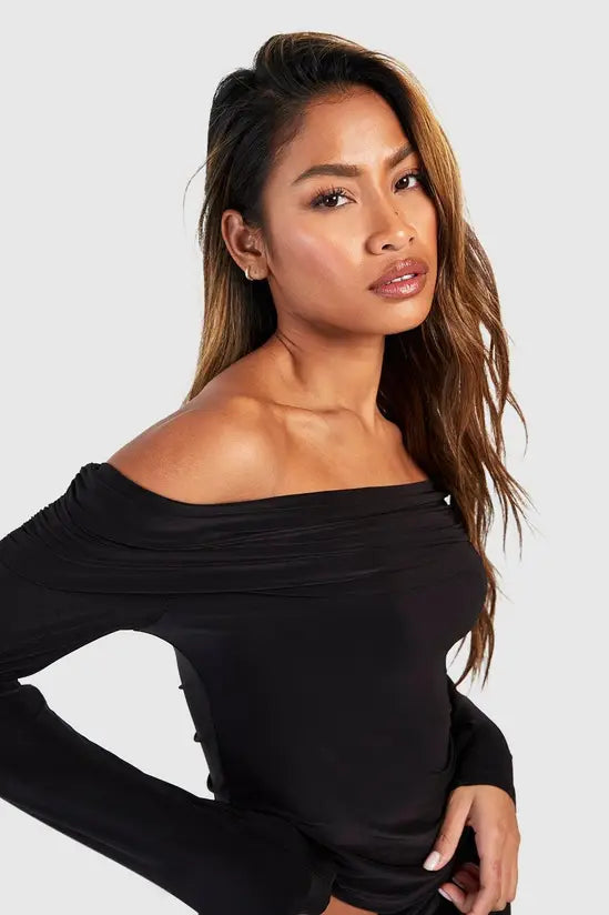 Boohoo - Ruched Draped Bardot Top