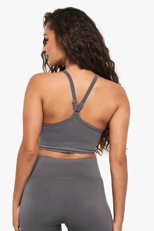 Boohoo Basics Seamless Rib Longline Light Support Sports Bra