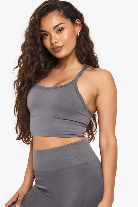 Boohoo Basics Seamless Rib Longline Light Support Sports Bra