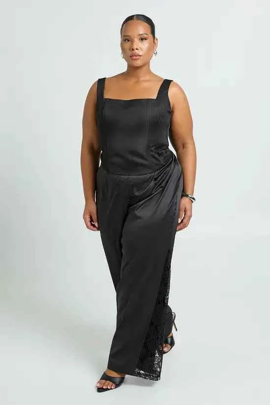 boohoo Plus Lace Insert Wide Leg Trouser