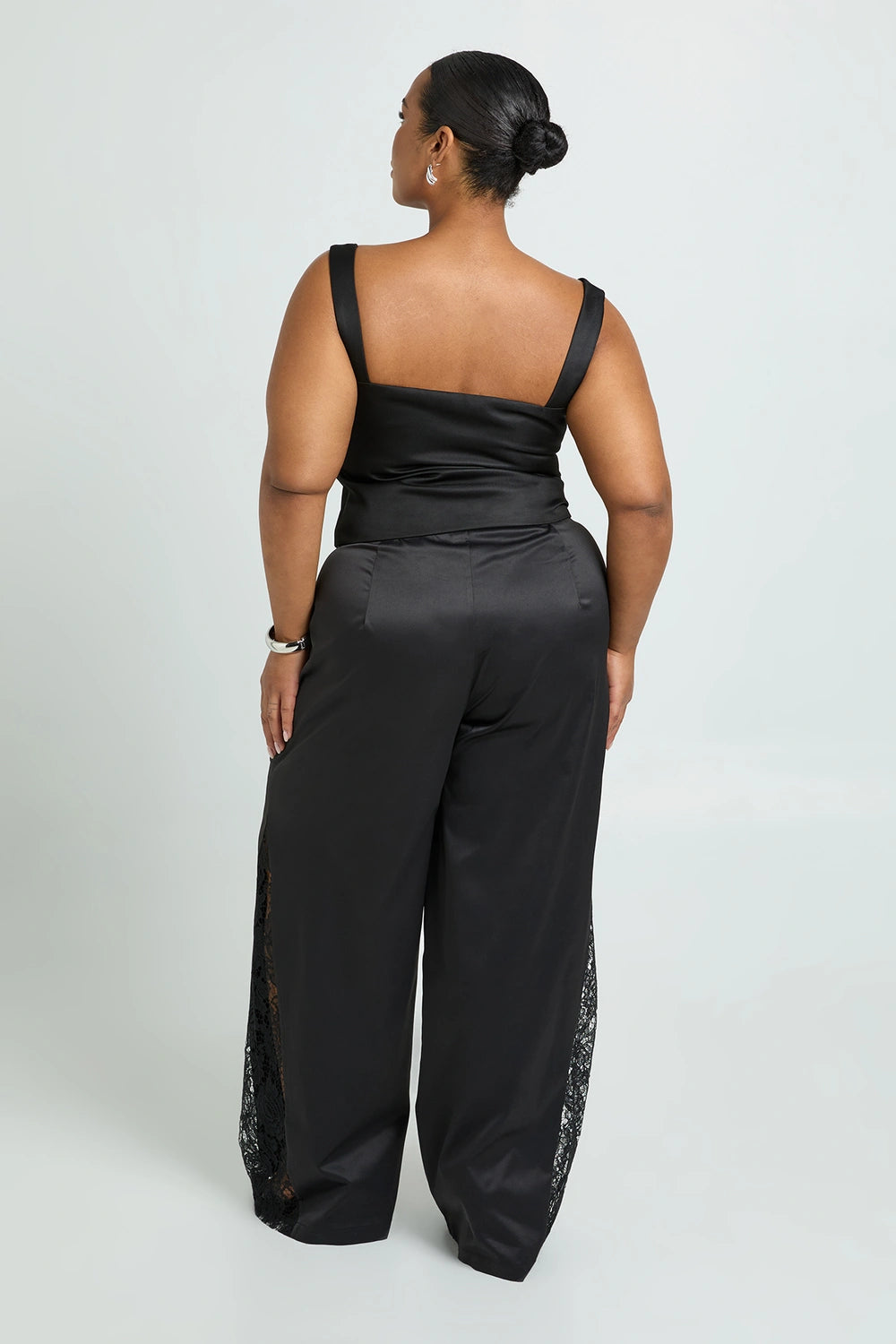 boohoo Plus Lace Insert Wide Leg Trouser