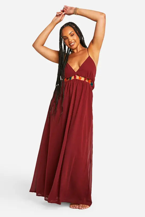 boohoo Plus Beaded Beach Maxi Dress