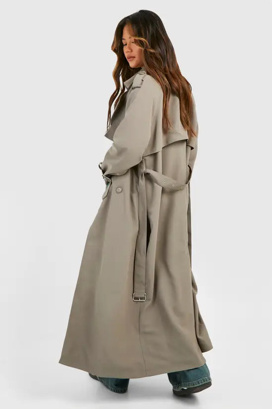 boohoo Oversized Double Breast Trench Coat