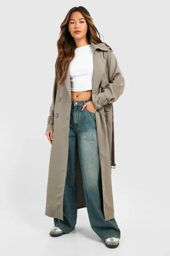 boohoo Oversized Double Breast Trench Coat