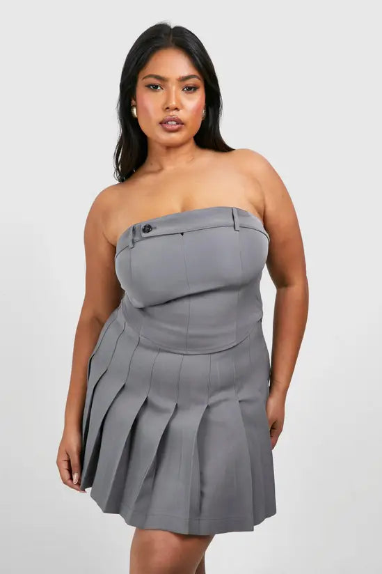 boohoo Plus Button Detail Tailored Corset Top