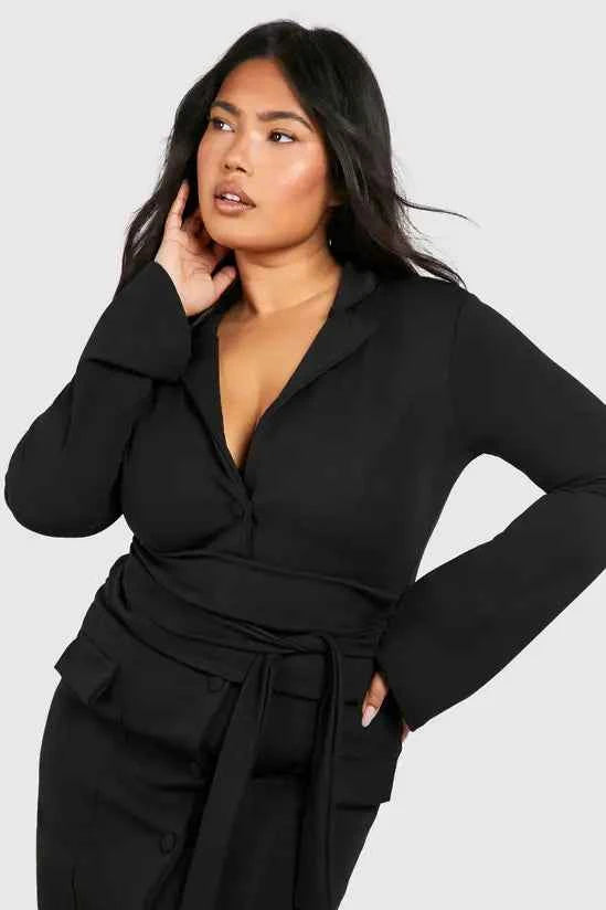 Boohoo - Plus Obi Waist Skort Blazer Dress