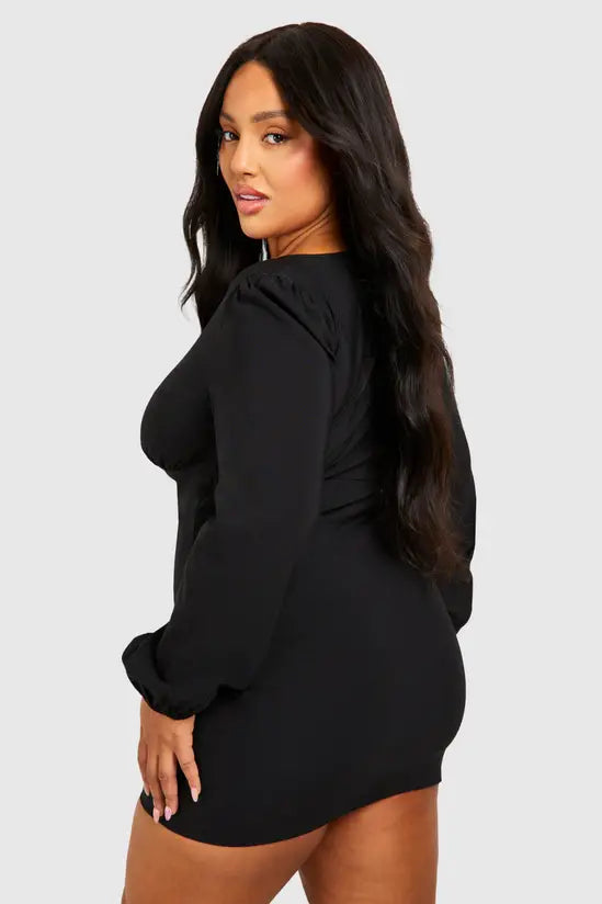 boohoo Plus Ruched Mini Bengaline Dress